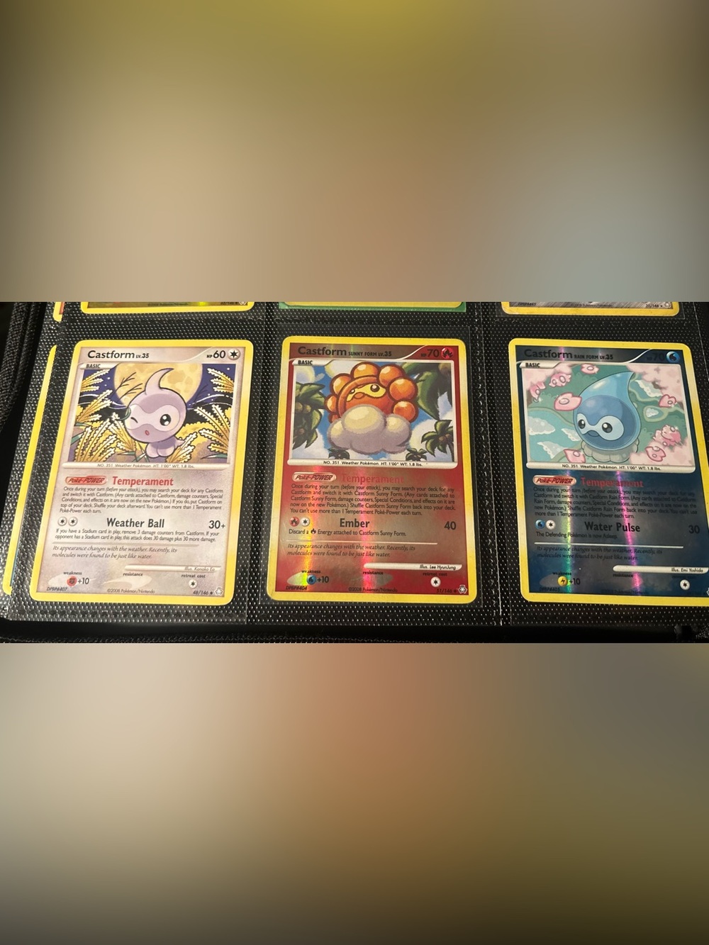 Pokemon Castform Sunny Form Red and Yellow Trading Card